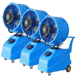  $8836.32 - 3 Pcs, 26"Ø, 3000 Sq.Ft. Cooling area, 8000CFM, 1150rpm, 110-120V/60Hz, 1.3HP, 1.6G. Consumption, 42.5G. Water Tank, 3 Speeds., USTKN-003, PMF260660 (x3), Shipping Size: 126X105X150 in, 456 lb, Lead Time: 30 Business Days